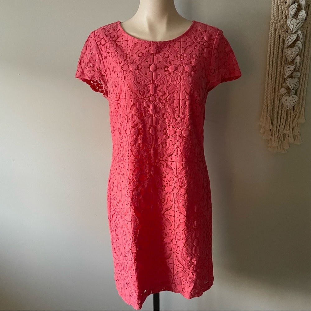Banana Republic Coral Eyelet Shift Dress